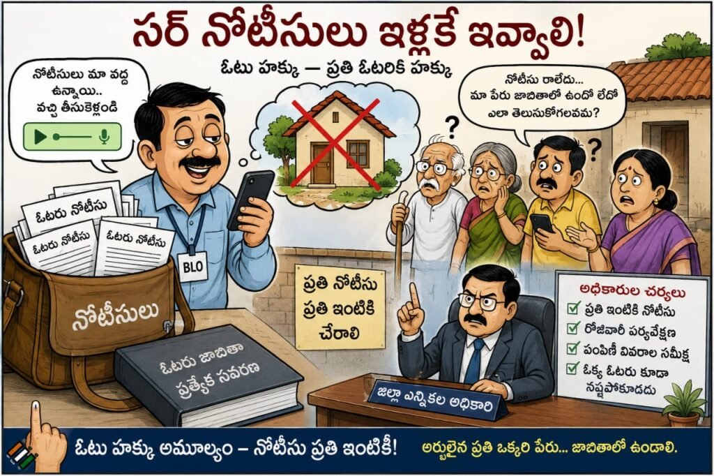 సర్ నోటీసులు ఇళ్లకే ఇవ్వాలి!
