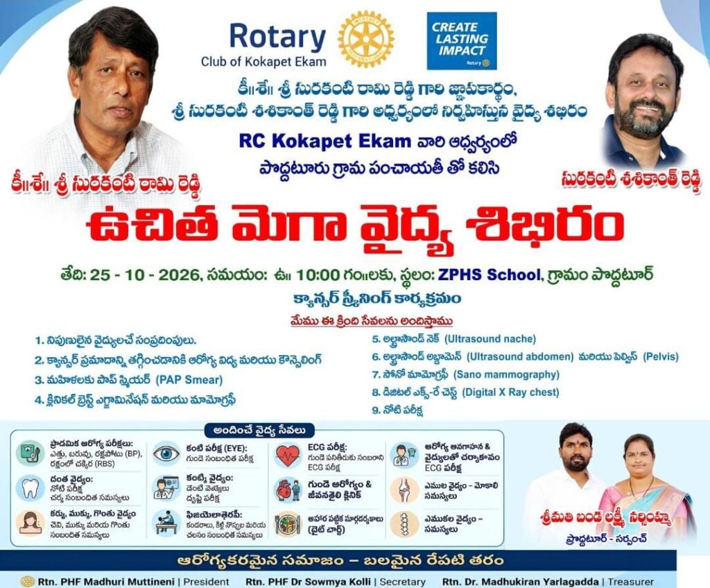 పేదలకు ఉచితంగా మెగా వైద్య శిబిరం